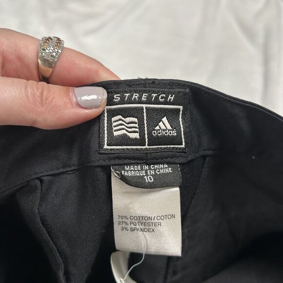 Adidas Women Athletic Black Cotton Capri Pants Button Fly 10 Casual - Picture 4 of 4